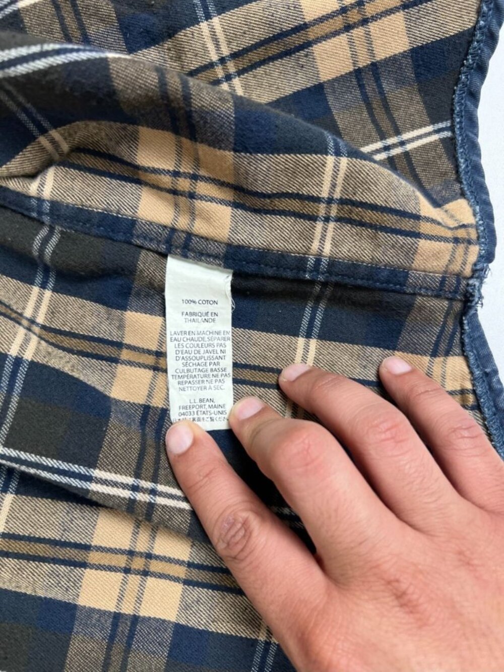 L.L. Bean Hurricane Shirt Jacket Mens XL Tall Blue Flannel Lined Cotton Twill - Picture 4 of 8